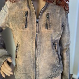 Distressed Tan Brown Suede Leather Jacket